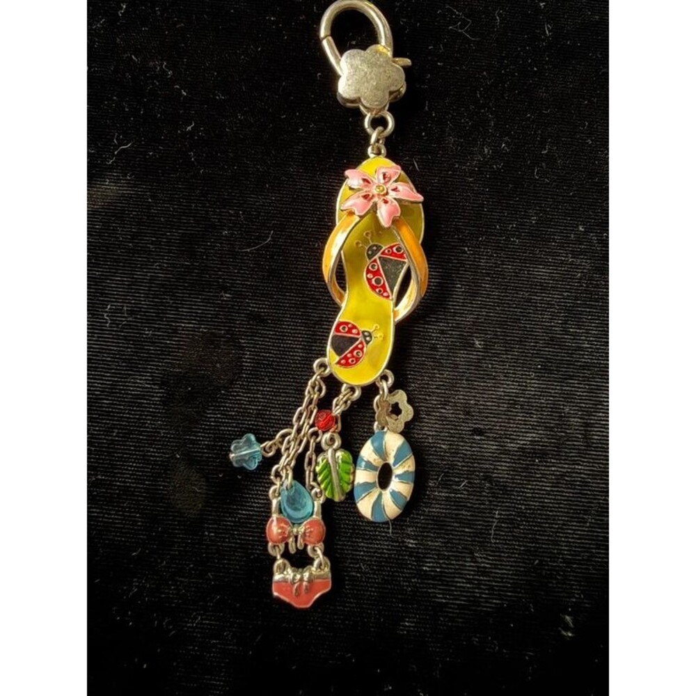 Flip-Flop Beach Keychain Purse Charm, Enamel, 5"